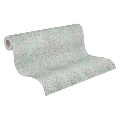 Mustertapete Barock-Ornament Pastellblau - 10,05 m x 0,53 m