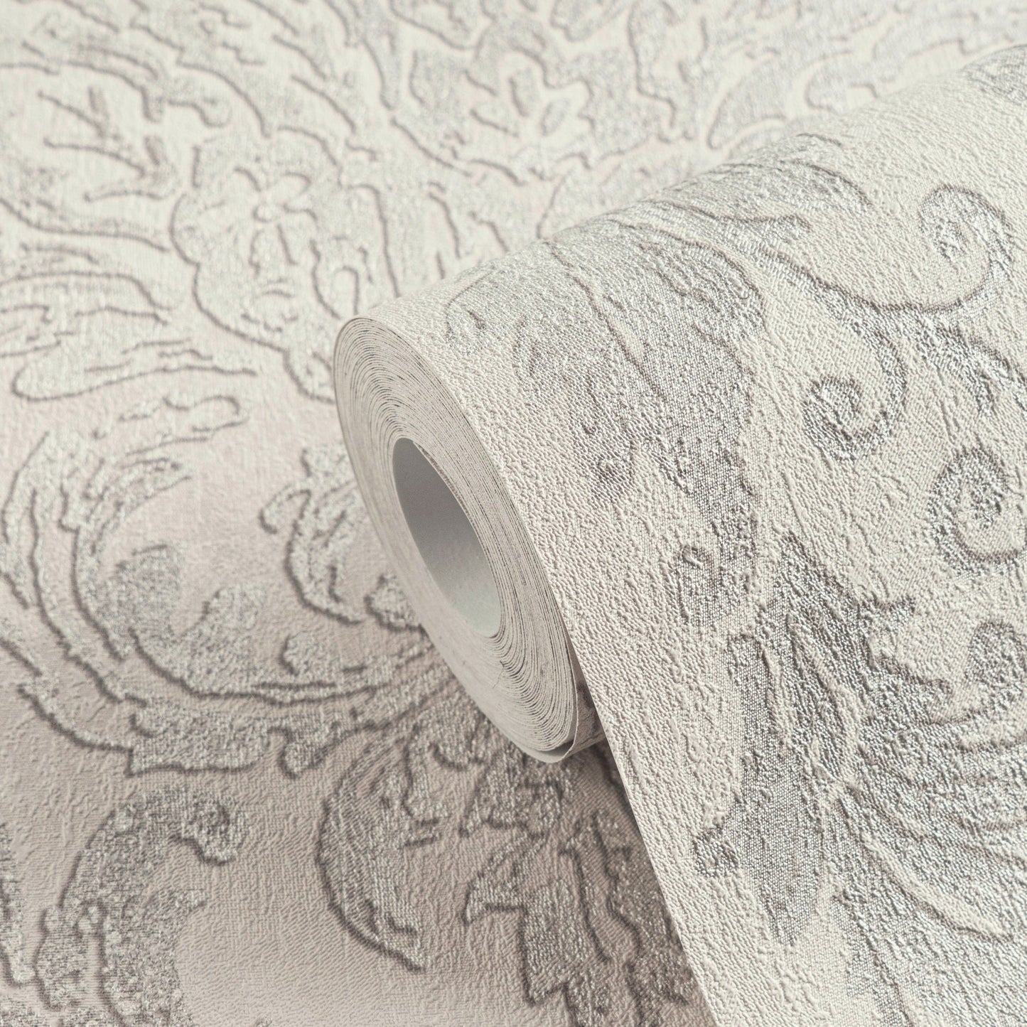 Mustertapete Barock-Ornament Cremeweiß - 10,05 m x 0,53 m