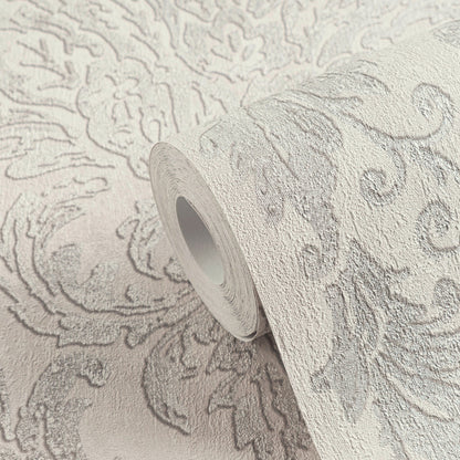 Mustertapete Barock-Ornament Cremeweiß - 10,05 m x 0,53 m