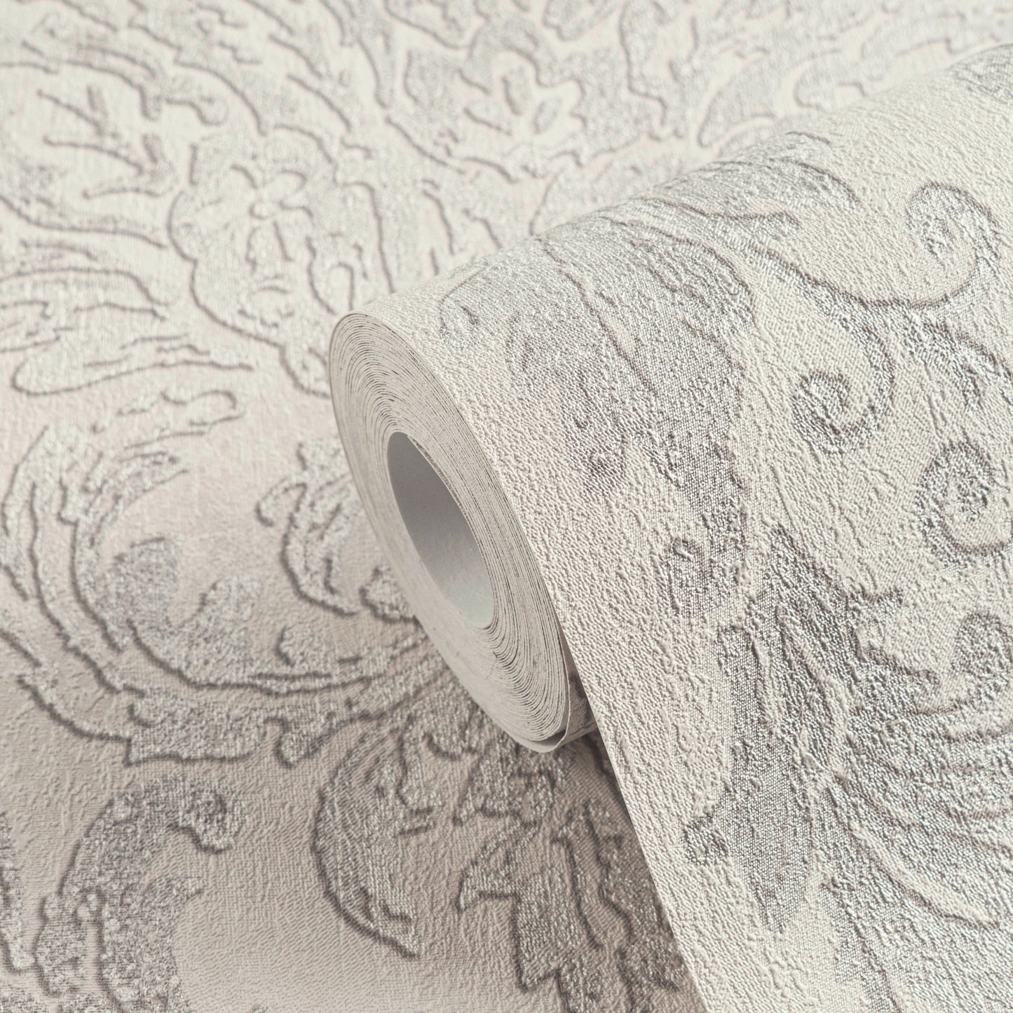 Mustertapete Barock-Ornament Cremeweiß - 10,05 m x 0,53 m