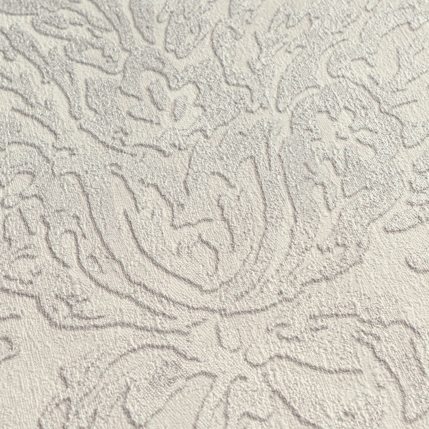 Mustertapete Barock-Ornament Cremeweiß - 10,05 m x 0,53 m