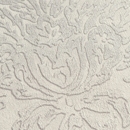 Mustertapete Barock-Ornament Cremeweiß - 10,05 m x 0,53 m