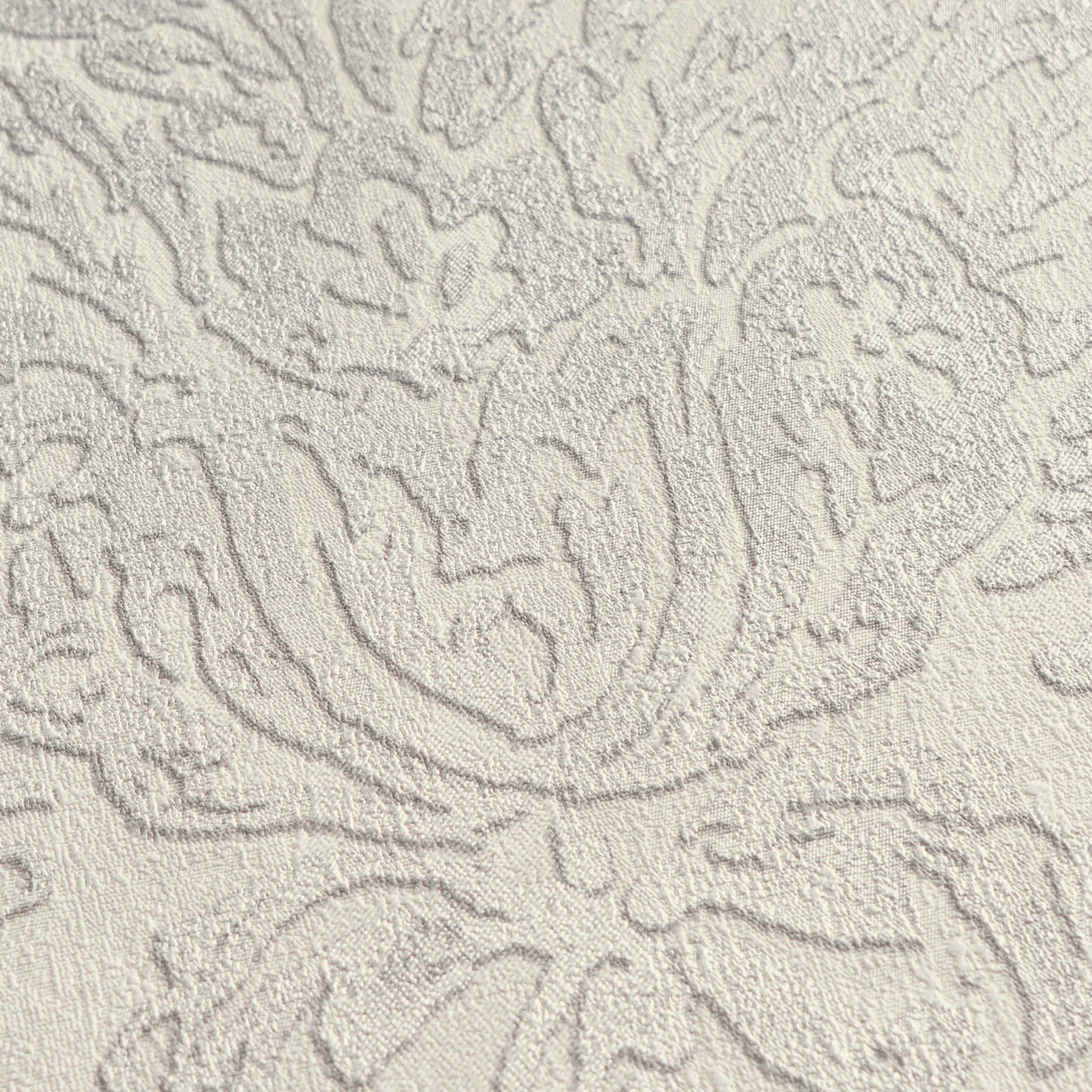 Mustertapete Barock-Ornament Cremeweiß - 10,05 m x 0,53 m