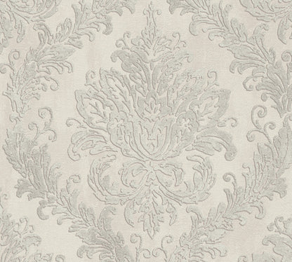 Mustertapete Barock-Ornament Cremeweiß - 10,05 m x 0,53 m