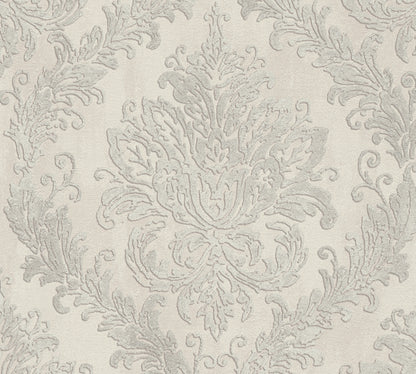 Mustertapete Barock-Ornament Cremeweiß - 10,05 m x 0,53 m