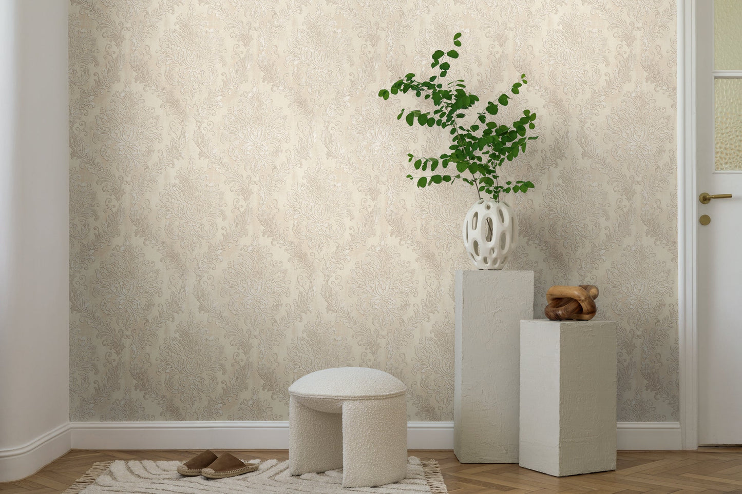 Mustertapete Barock-Ornament Champagner - 10,05 m x 0,53 m