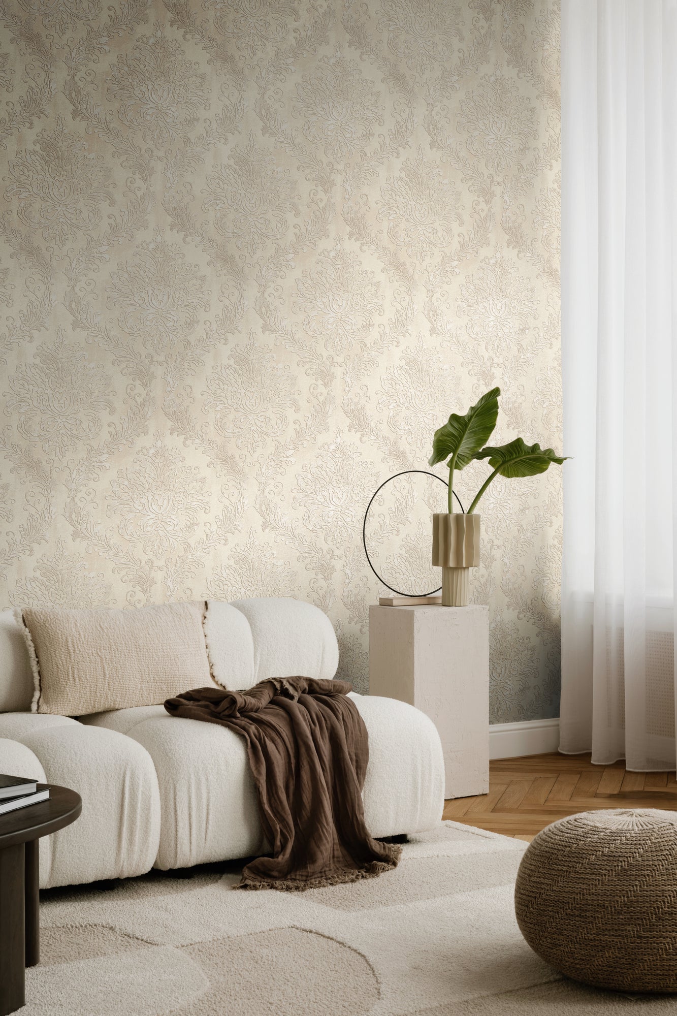 Mustertapete Barock-Ornament Champagner - 10,05 m x 0,53 m