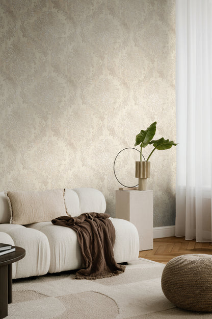 Mustertapete Barock-Ornament Champagner - 10,05 m x 0,53 m