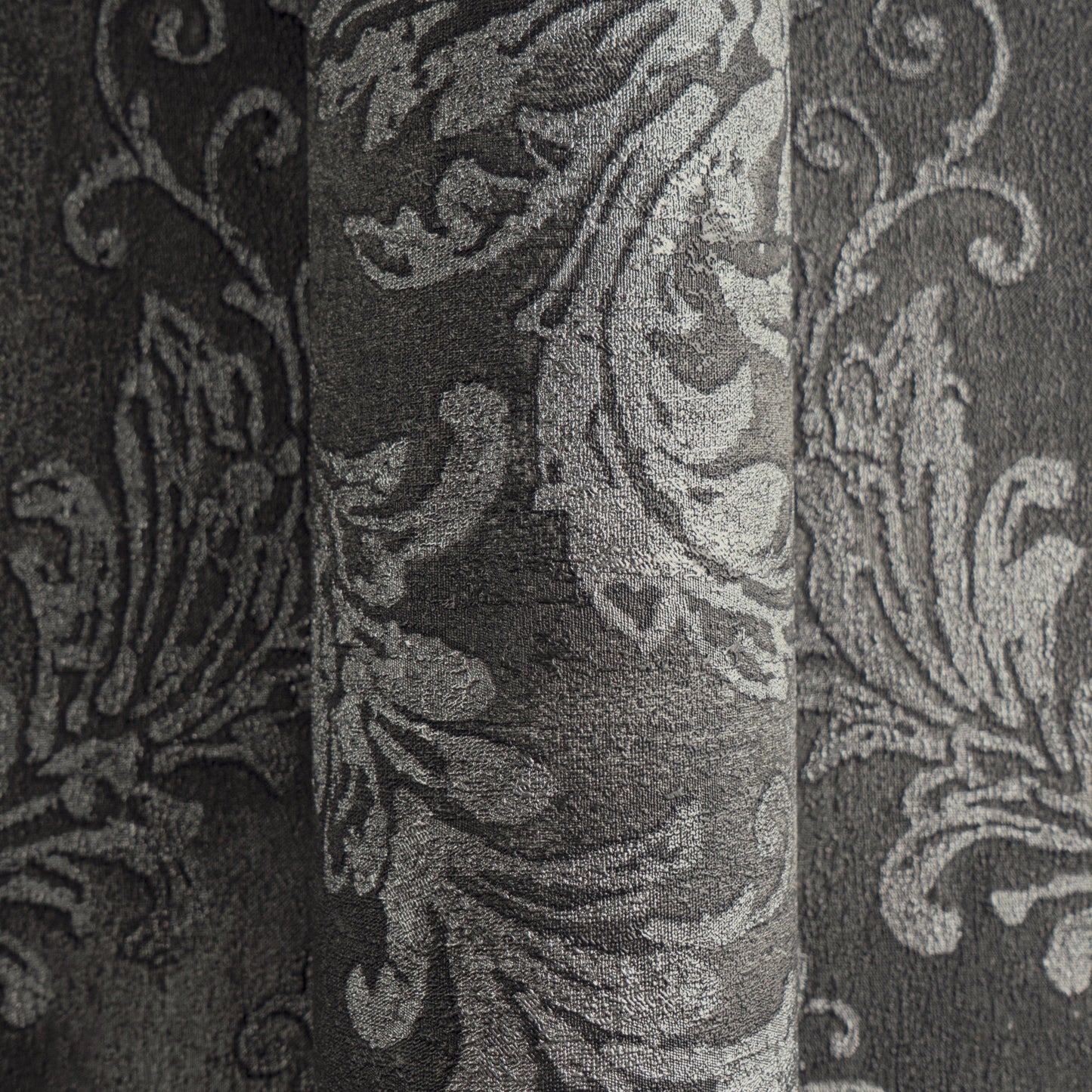 Mustertapete Barock-Ornament Anthrazit-Silber - 10,05 m x 0,53 m