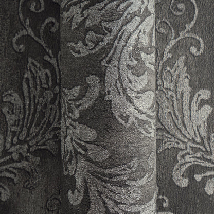 Mustertapete Barock-Ornament Anthrazit-Silber - 10,05 m x 0,53 m