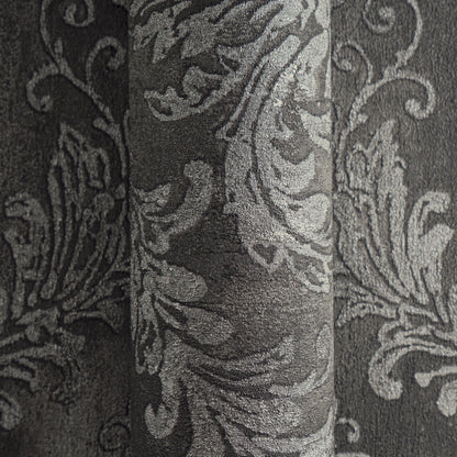 Mustertapete Barock-Ornament Anthrazit-Silber - 10,05 m x 0,53 m