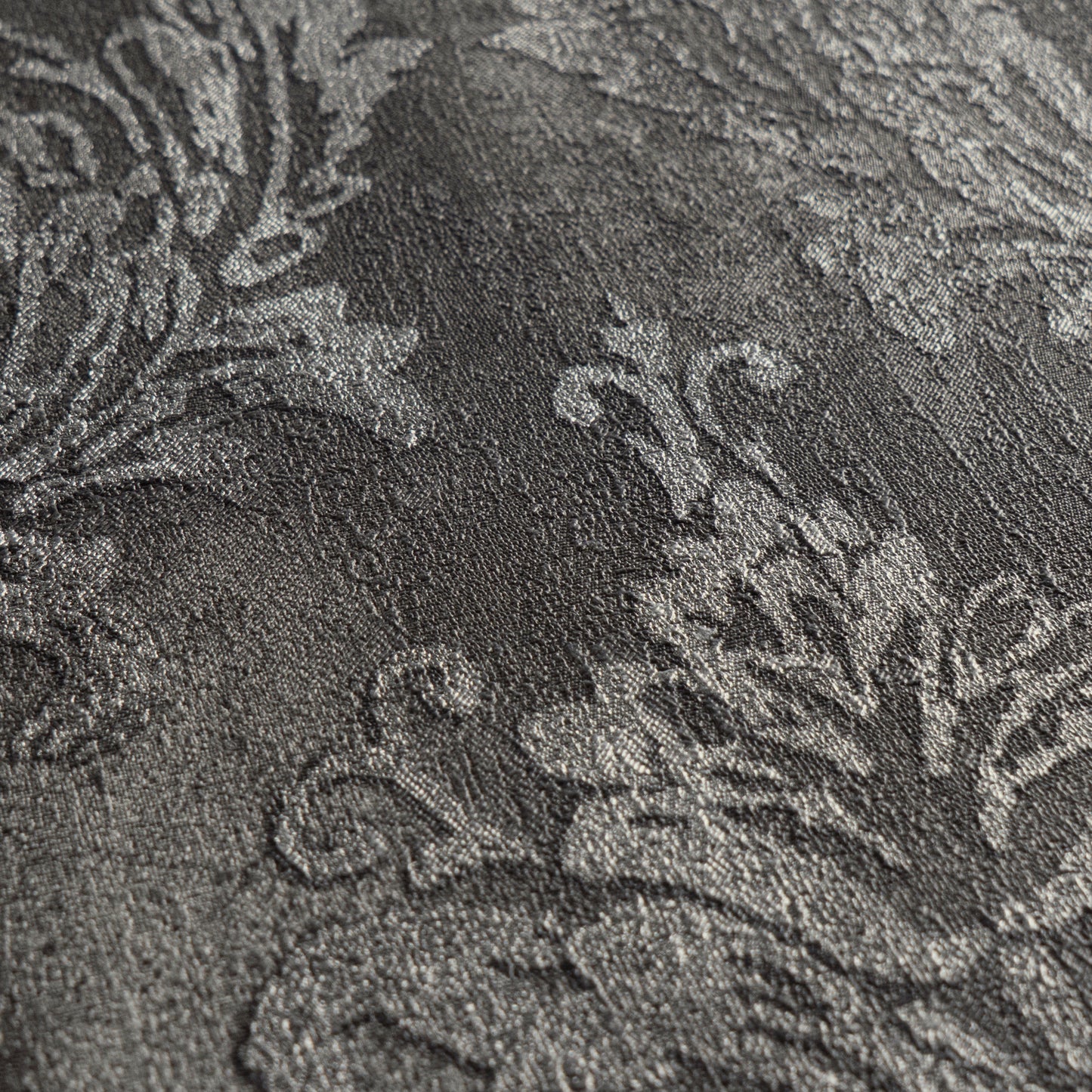 Mustertapete Barock-Ornament Anthrazit-Silber - 10,05 m x 0,53 m