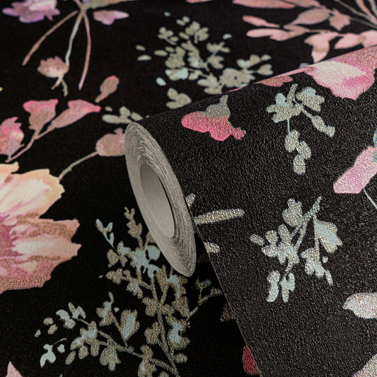 CosmoLiving Petal Poetry-Unfold Schwarz 10,05 m x 0,53 m