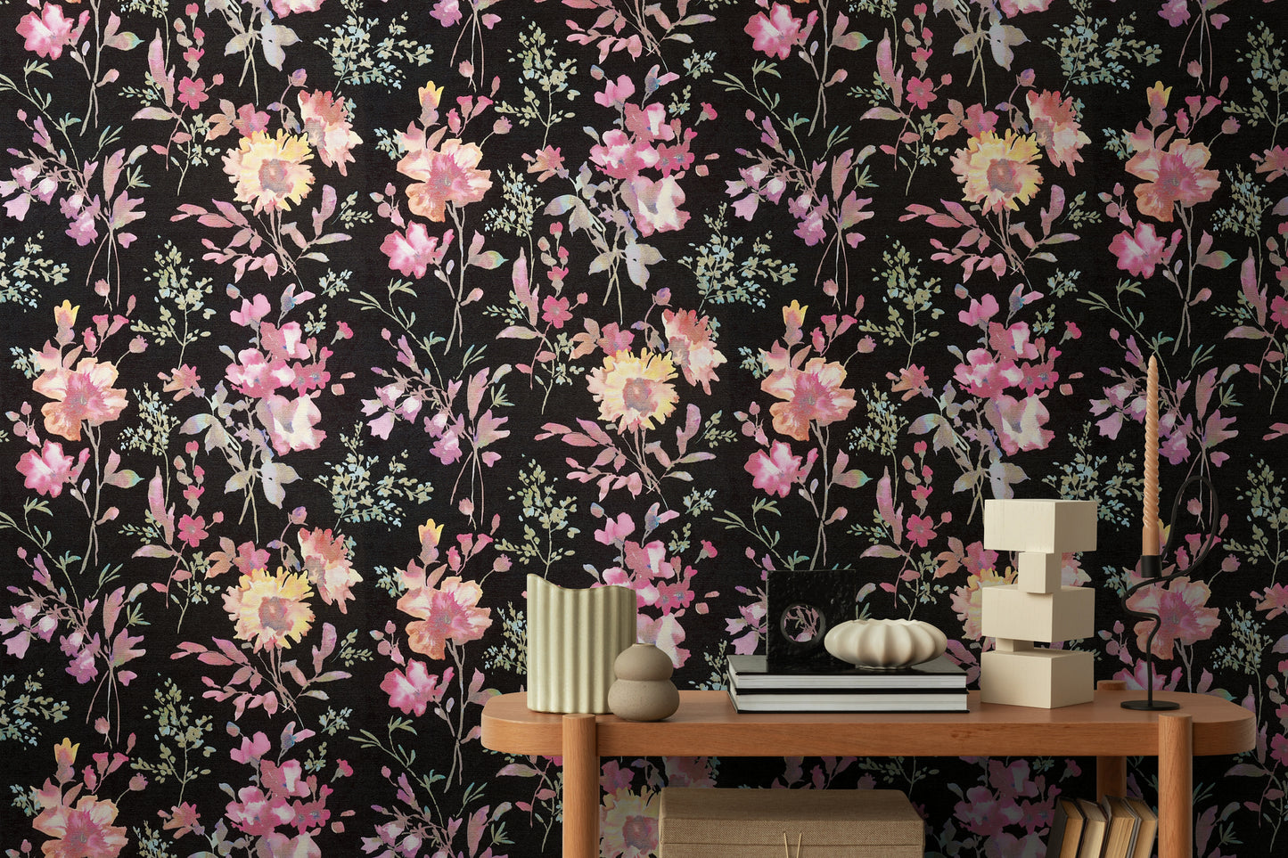Livingwalls CosmoLiving Petal Poetry-Unfold Blüten Schwarz - 10,05 m x 0,53 m