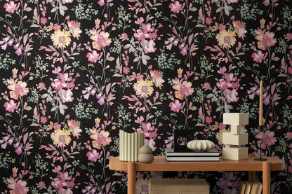 Livingwalls CosmoLiving Petal Poetry-Unfold Blüten Schwarz - 10,05 m x 0,53 m
