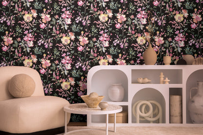 CosmoLiving Petal Poetry-Unfold Schwarz 10,05 m x 0,53 m