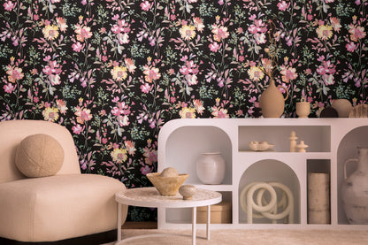 Livingwalls CosmoLiving Petal Poetry-Unfold Blüten Schwarz - 10,05 m x 0,53 m