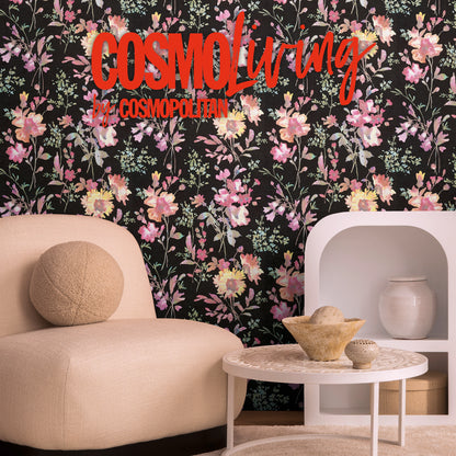 Livingwalls CosmoLiving Petal Poetry-Unfold Blüten Schwarz - 10,05 m x 0,53 m