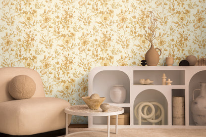 Livingwalls CosmoLiving Petal Poetry-Unfold Blüten Gold - 10,05 m x 0,53 m