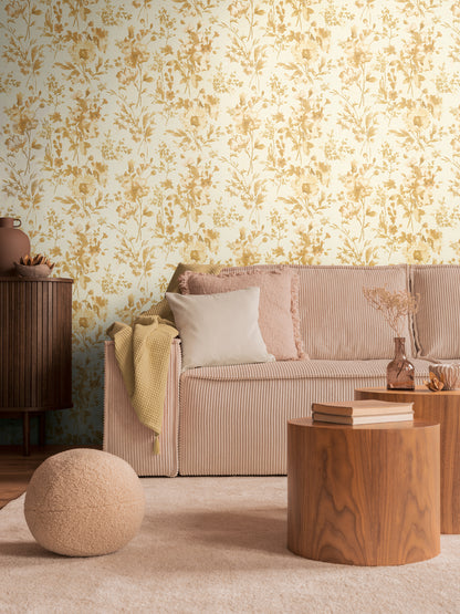 Livingwalls CosmoLiving Petal Poetry-Unfold Blüten Gold - 10,05 m x 0,53 m