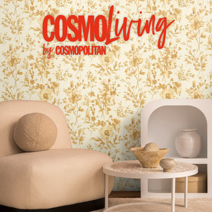 Livingwalls CosmoLiving Petal Poetry-Unfold Blüten Gold - 10,05 m x 0,53 m