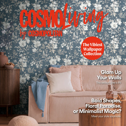 CosmoLiving Petal Poetry-Unfold Blau Metallic 10,05 m x 0,53 m