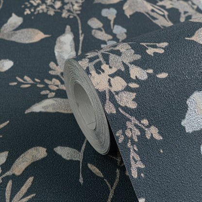 CosmoLiving Petal Poetry-Unfold Blau Metallic 10,05 m x 0,53 m