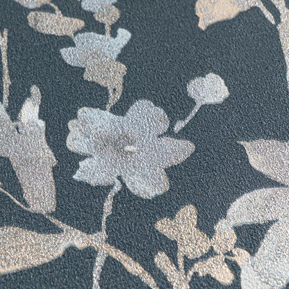 Livingwalls CosmoLiving Petal Poetry-Unfold Blüten Blau Metallic - 10,05 m x 0,53 m