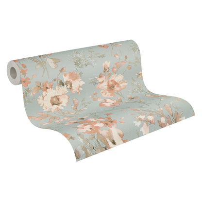 Livingwalls CosmoLiving Petal Poetry-Unfold Blüten Blau Orange - 10,05 m x 0,53 m