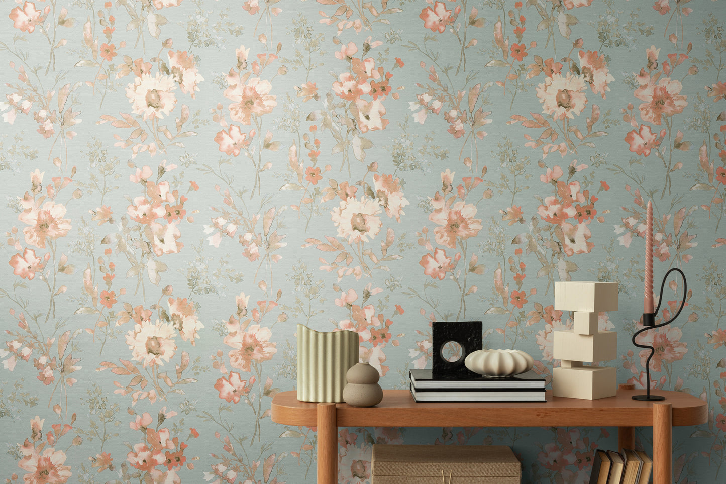 Livingwalls CosmoLiving Petal Poetry-Unfold Blüten Blau Orange - 10,05 m x 0,53 m
