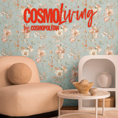 Livingwalls CosmoLiving Petal Poetry-Unfold Blüten Blau Orange - 10,05 m x 0,53 m