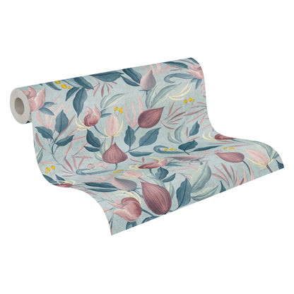 Livingwalls CosmoLiving Still Bloom-Poetry Blüten Blau Rosa - 10,05 m x 0,53 m