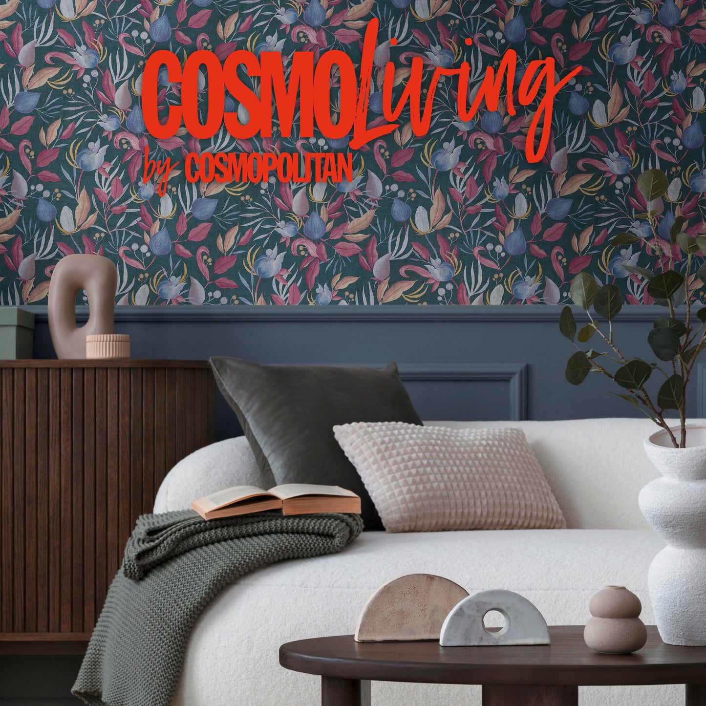 Livingwalls CosmoLiving Still Bloom-Poetry Blüten Blau Rot - 10,05 m x 0,53 m