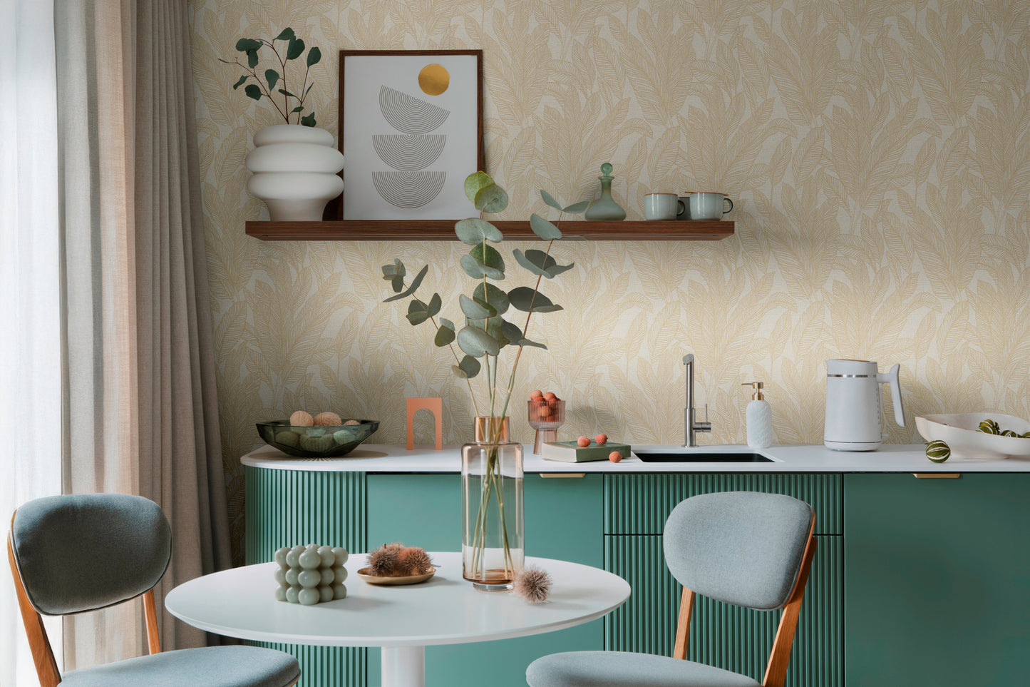 Livingwalls CosmoLiving Golden Fern-Glow Botanic Beige - 10,05 m x 0,53 m
