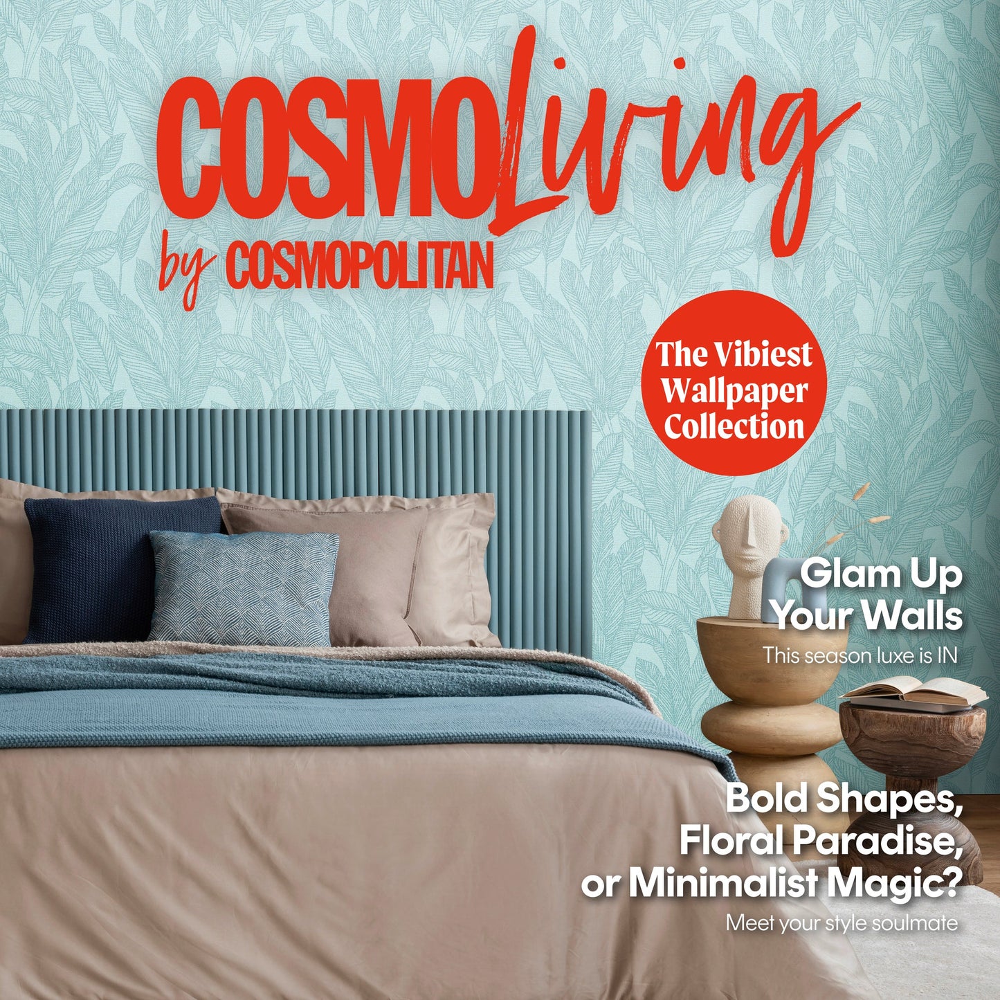 CosmoLiving Golden Fern-Glow Blau 10,05 m x 0,53 m
