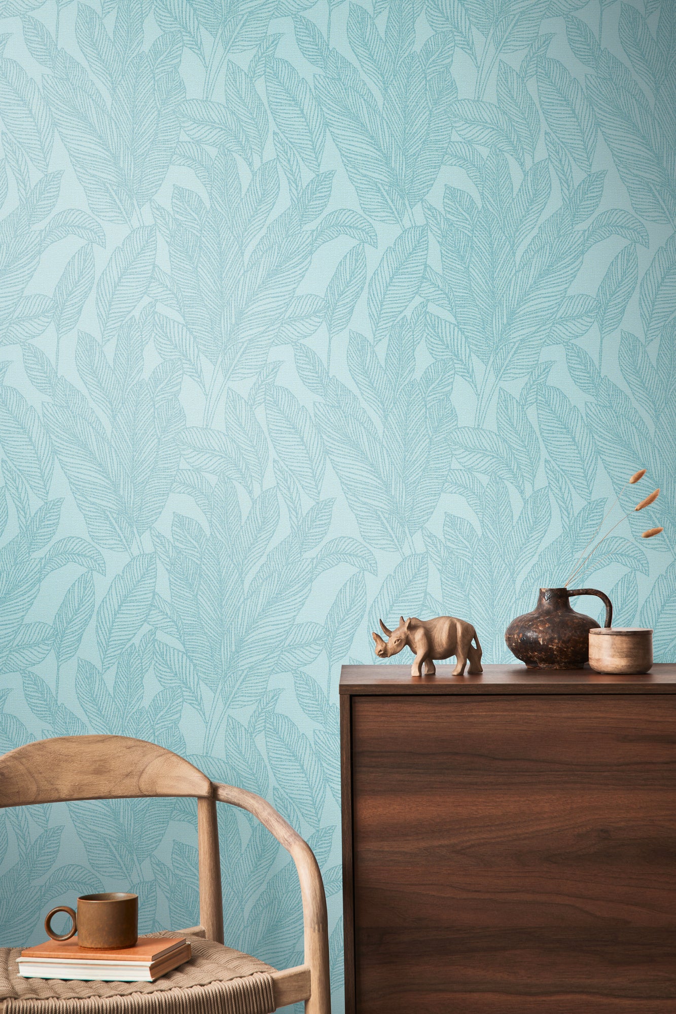 Livingwalls CosmoLiving Golden Fern-Glow Botanic Blau - 10,05 m x 0,53 m