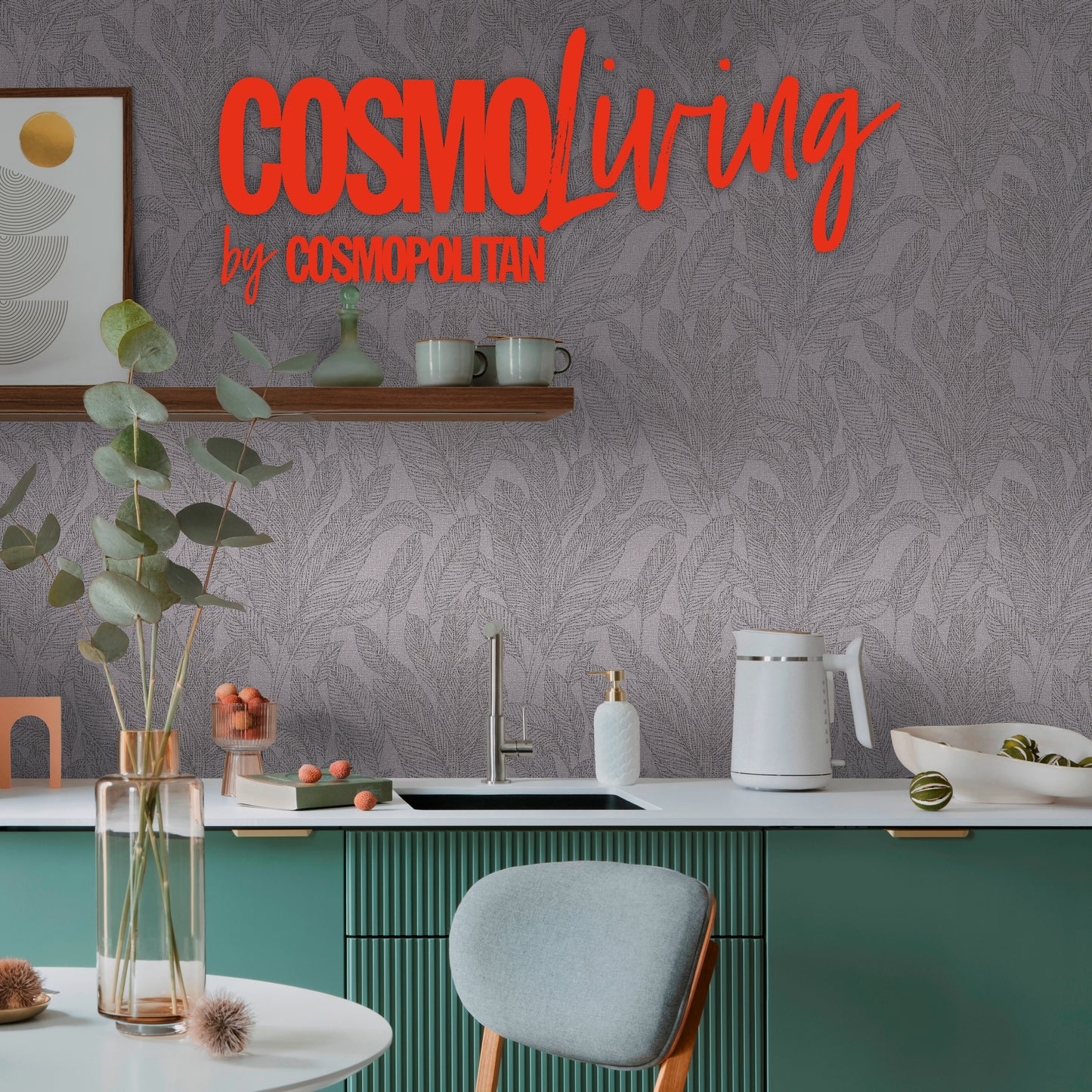 Livingwalls CosmoLiving Golden Fern-Glow Botanic Grau - 10,05 m x 0,53 m