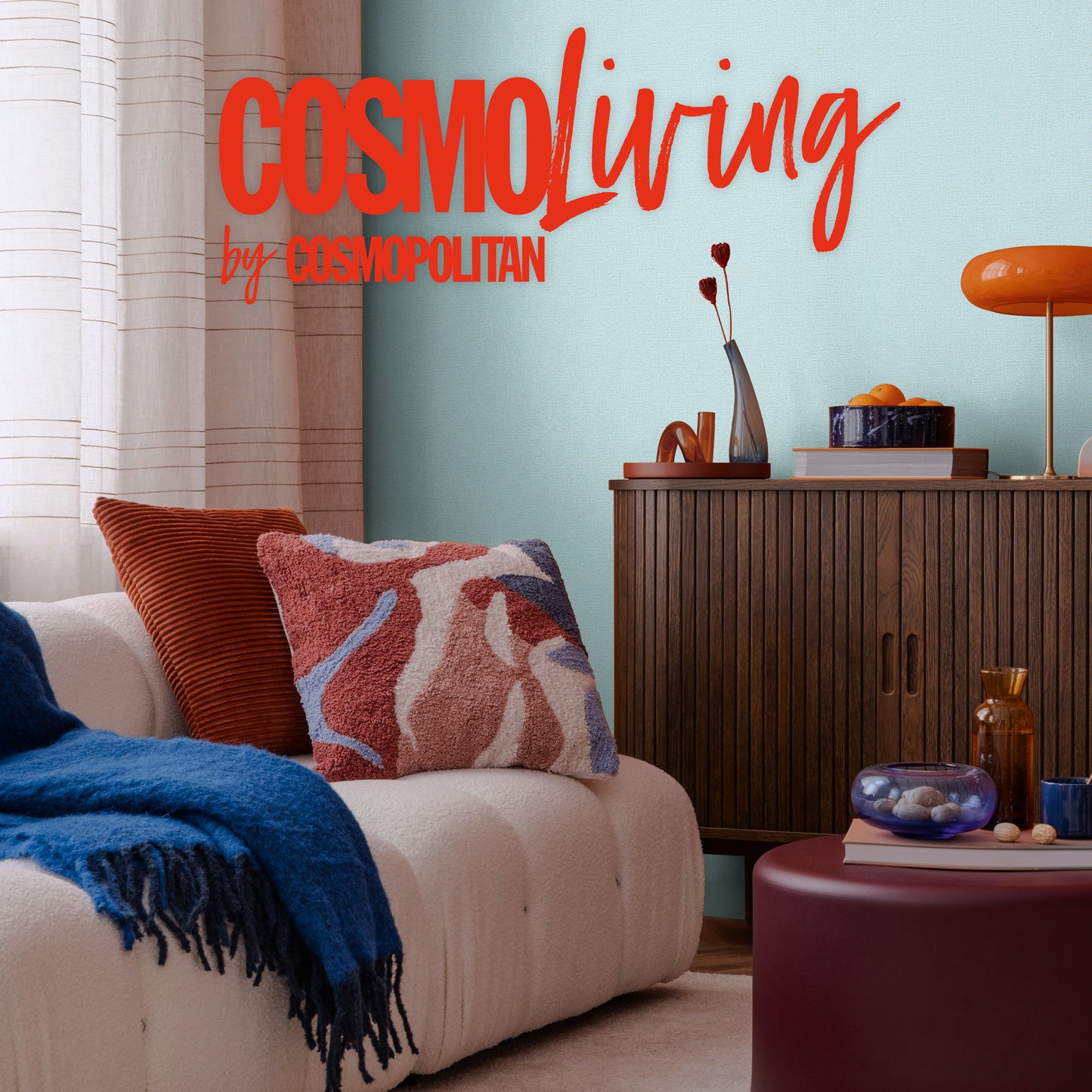 Livingwalls CosmoLiving Vliestapete Metallic Effekt Hellblau - 10,05 m x 0,53 m