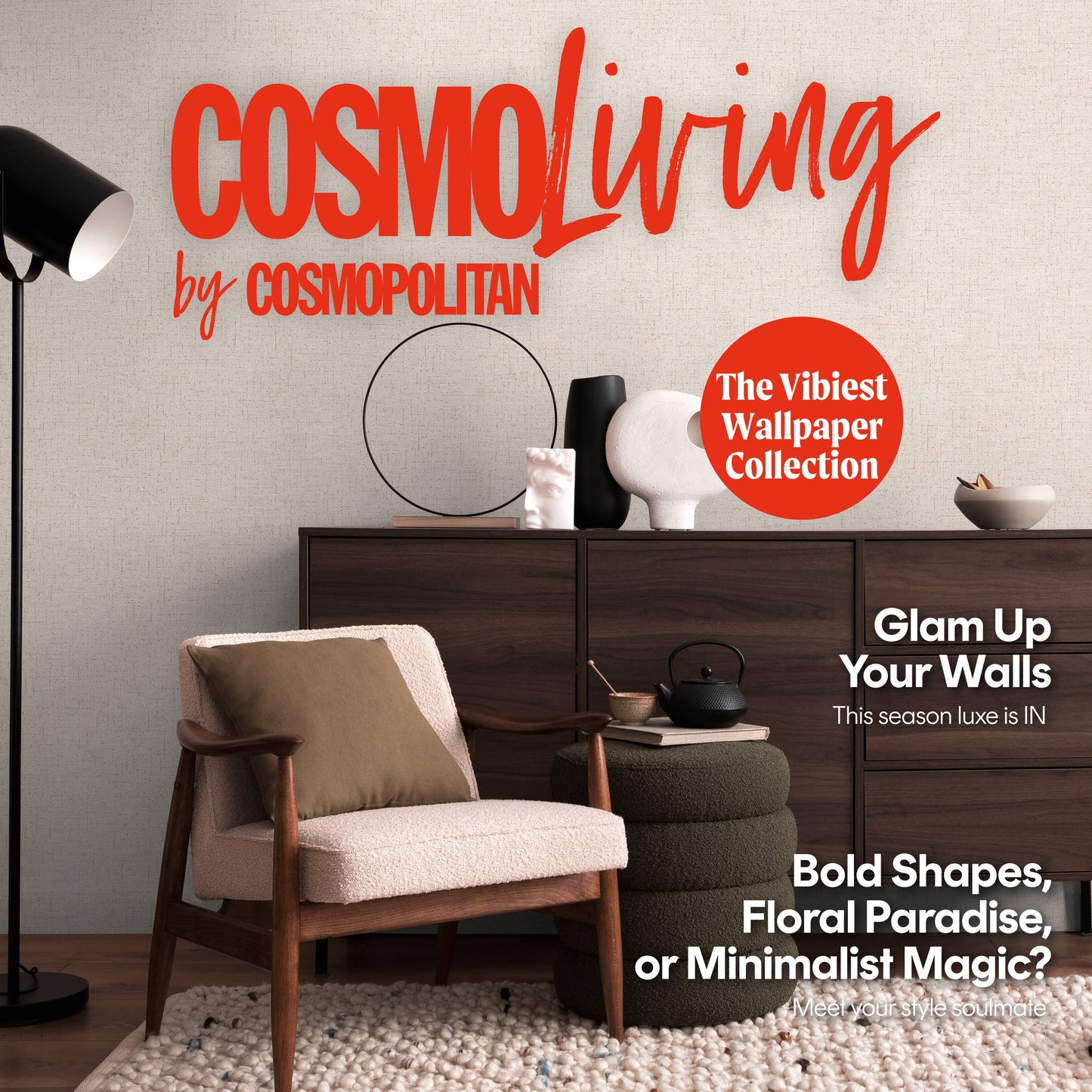 CosmoLiving Goldfaserstruktur  Greige 10,05 m x 0,53 m