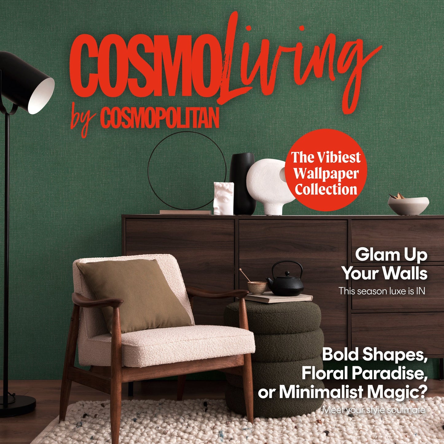 CosmoLiving Goldfaserstruktur  Tannengrün 10,05 m x 0,53 m