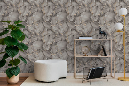 Mustertapete Marmor-Optik Taupe & Gold - 10,05 m x 0,53 m