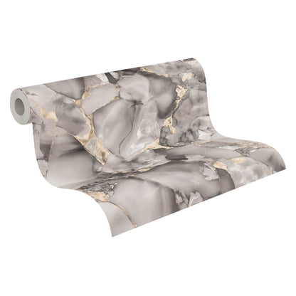 Mustertapete Marmor-Optik Taupe & Gold - 10,05 m x 0,53 m
