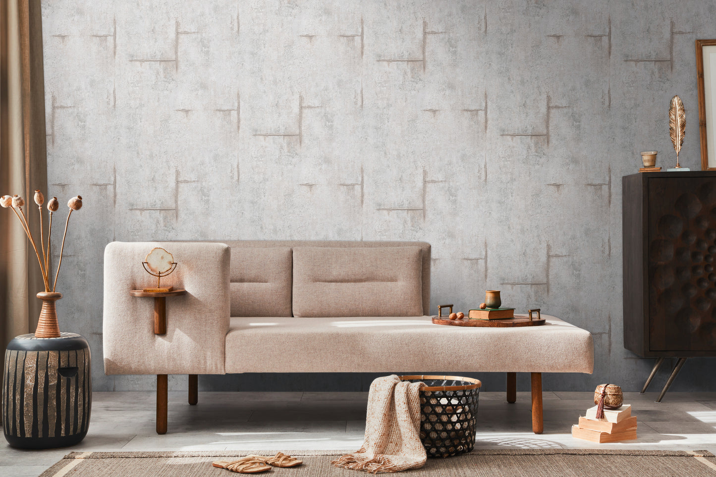 Livingwalls CosmoLiving Graphite Groove-Edge Industrial Grau  - 10,05 m x 0,53 m