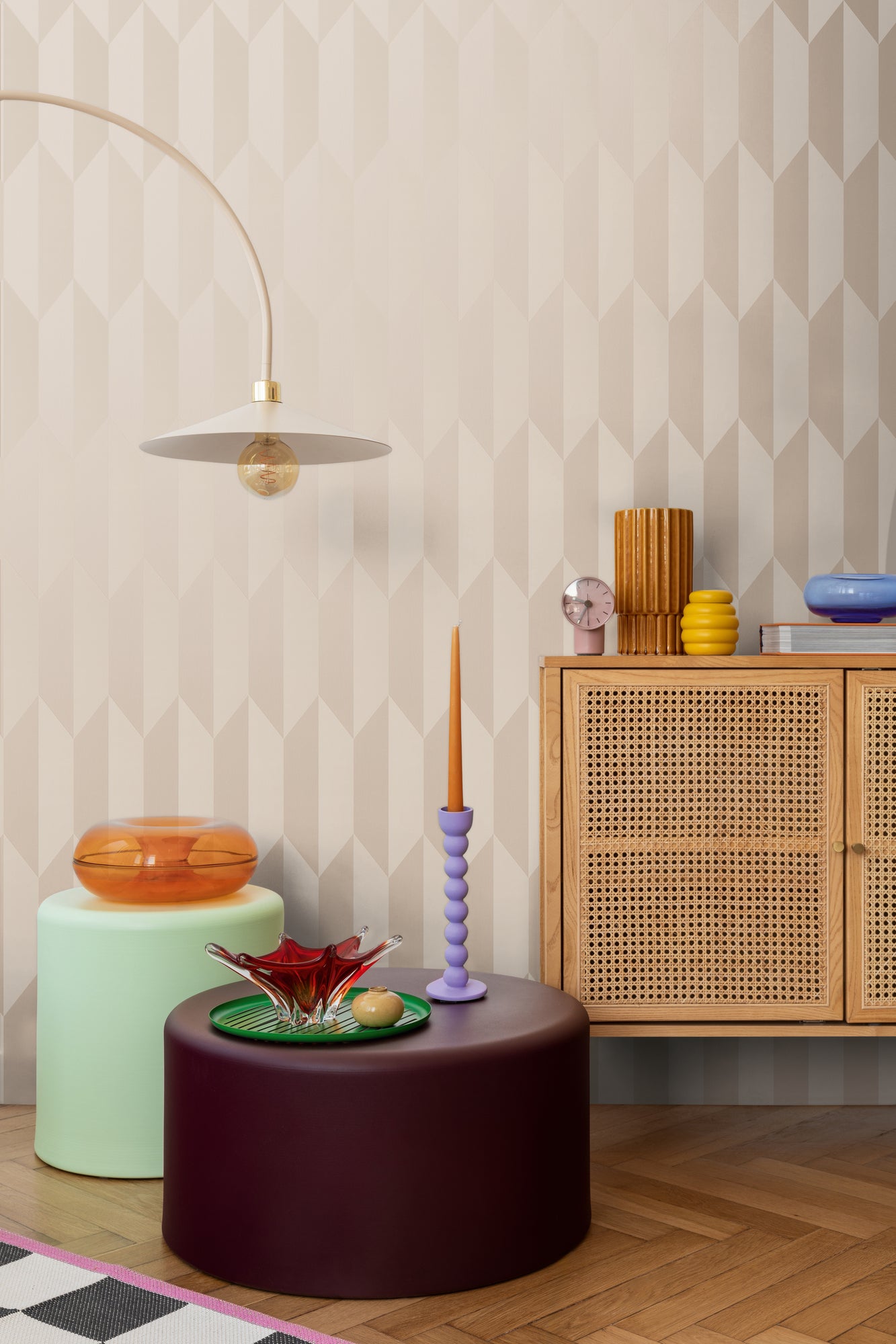 Livingwalls CosmoLiving Graphic Groove-Playful geometrisch Weiß - 10,05 m x 0,53 m