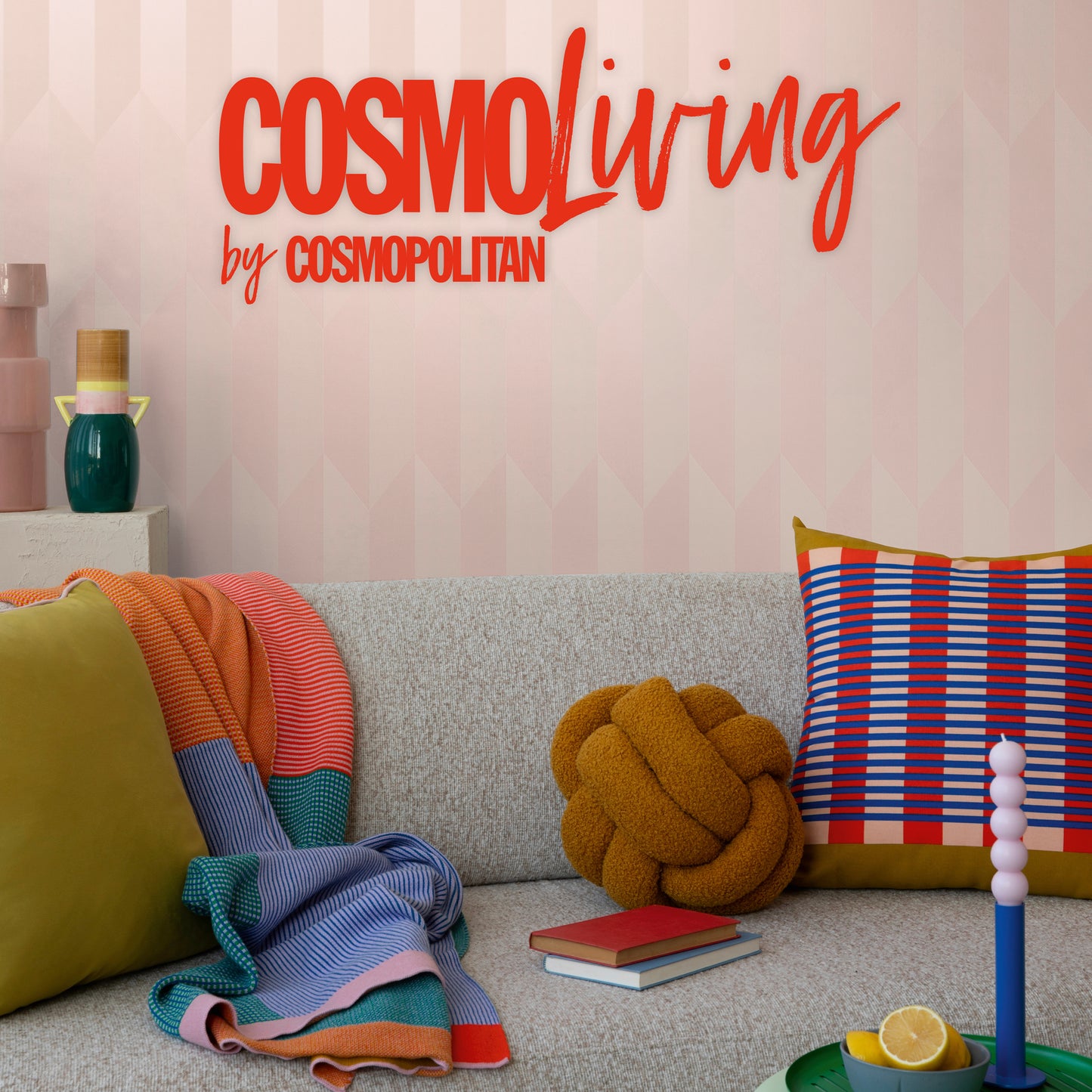 Livingwalls CosmoLiving Graphic Groove-Playful geometrisch Rosa - 10,05 m x 0,53 m