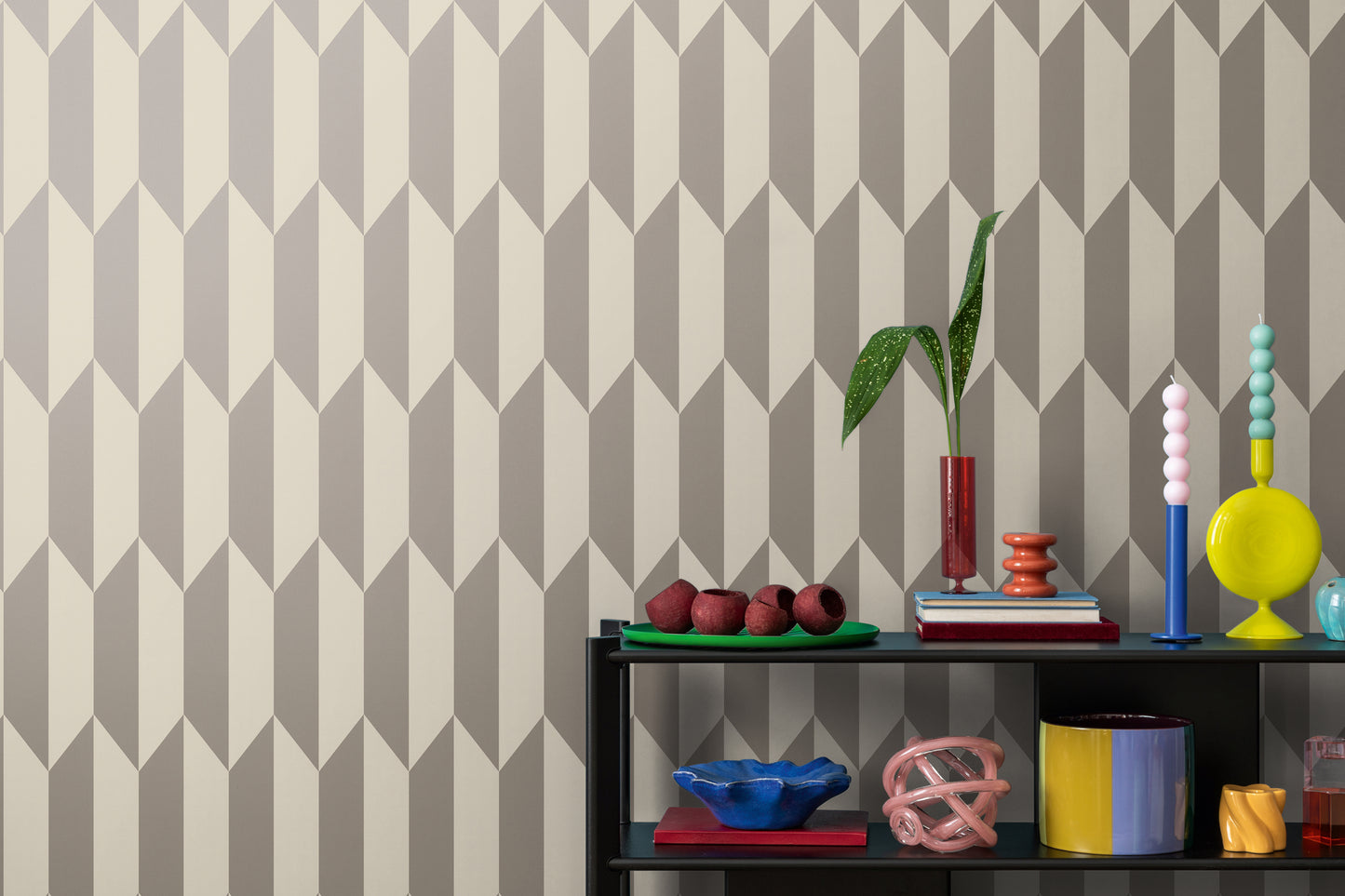 Livingwalls CosmoLiving Graphic Groove-Playful geometrisch Silber - 10,05 m x 0,53 m