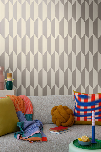 Livingwalls CosmoLiving Graphic Groove-Playful geometrisch Silber - 10,05 m x 0,53 m