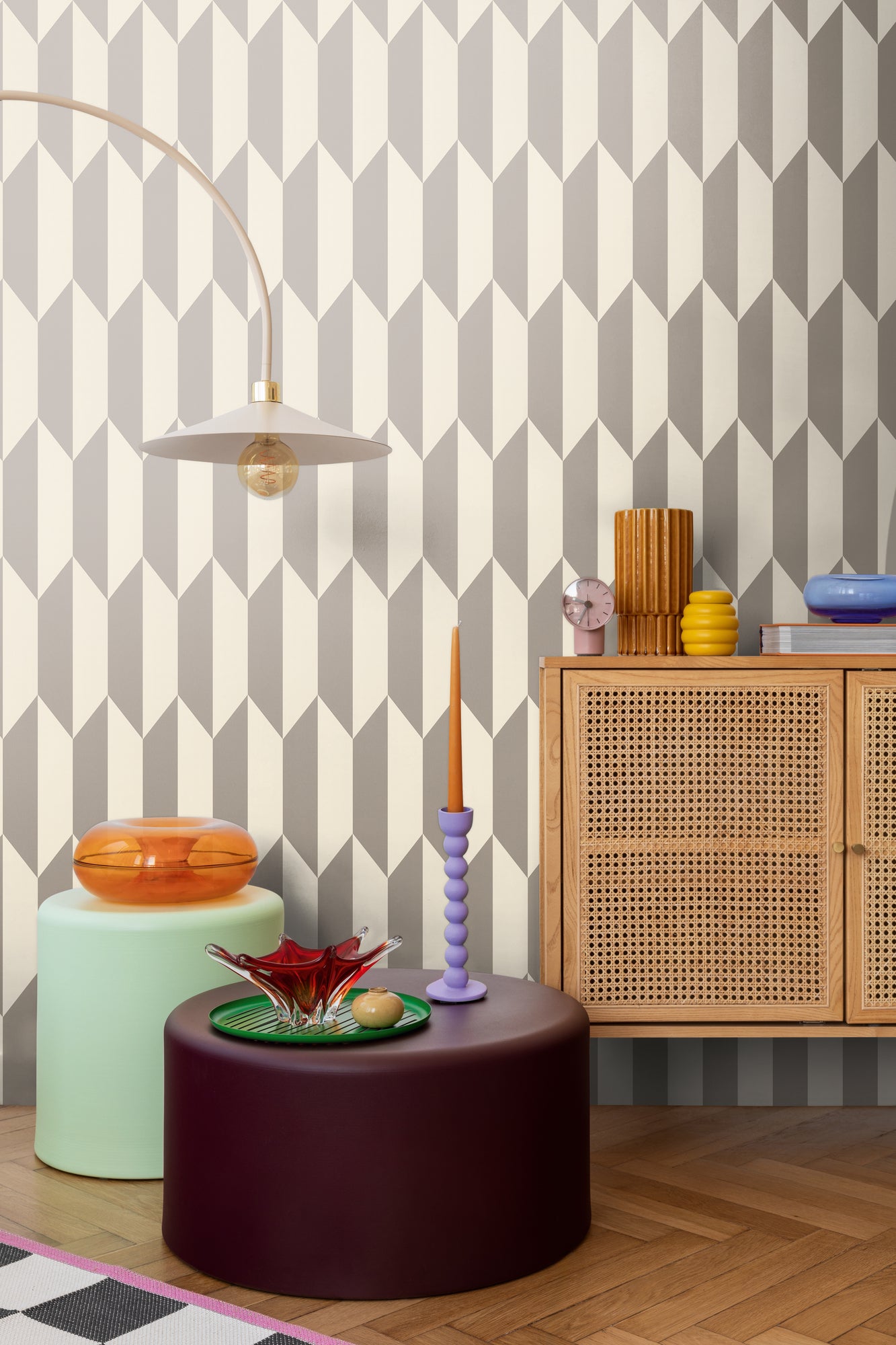 Livingwalls CosmoLiving Graphic Groove-Playful geometrisch Silber - 10,05 m x 0,53 m