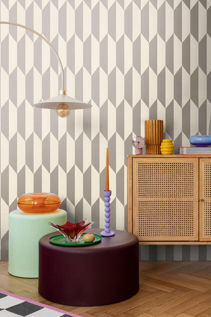 Livingwalls CosmoLiving Graphic Groove-Playful geometrisch Silber - 10,05 m x 0,53 m