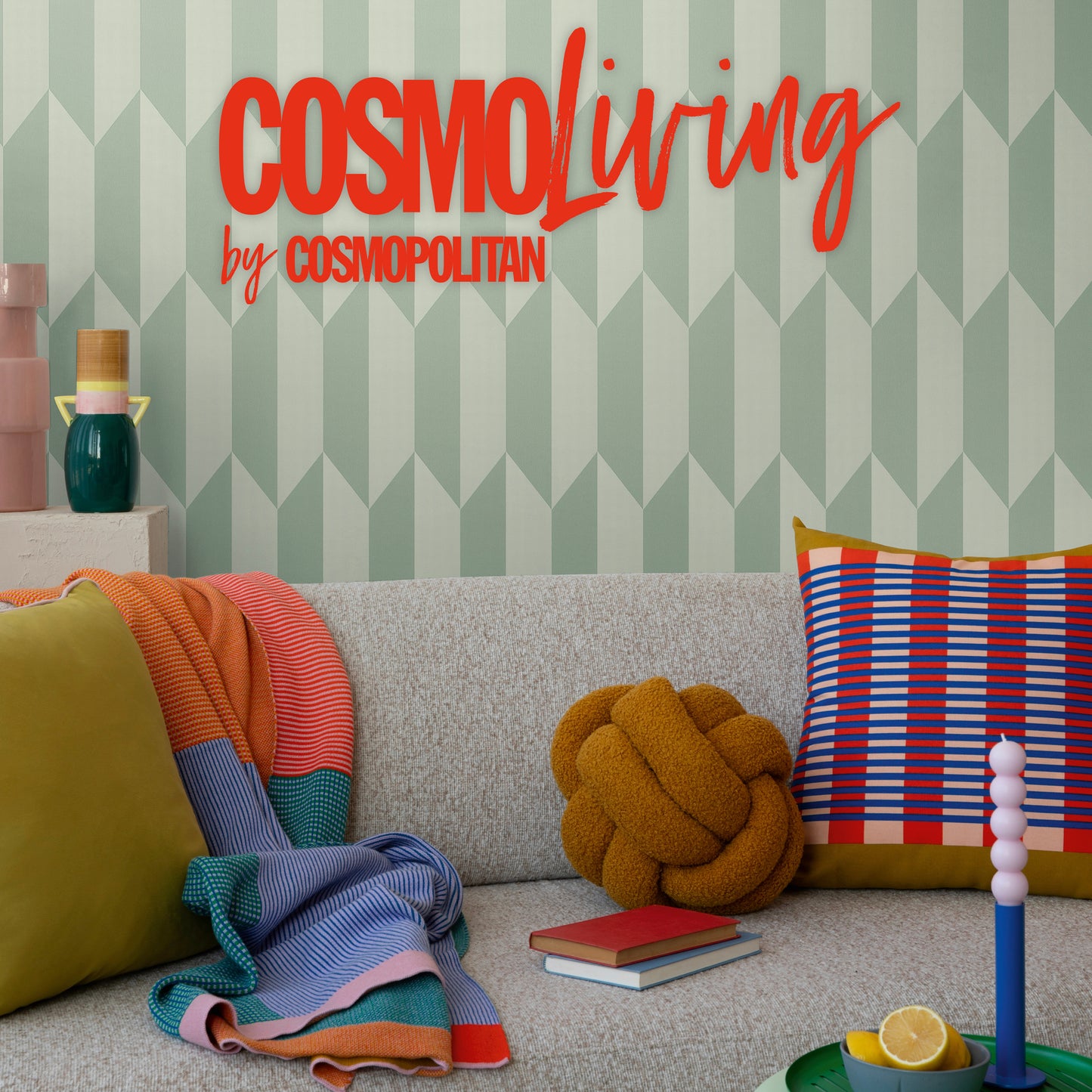 Livingwalls CosmoLiving Graphic Groove-Playful geometrisch Grün - 10,05 m x 0,53 m